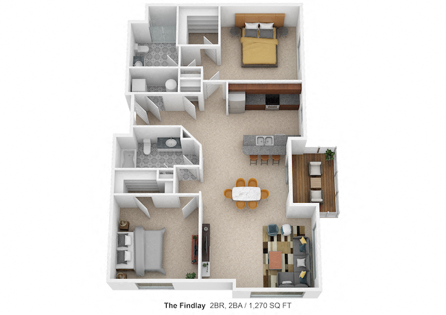 The Findlay Floor Plan at Desales Flats, Cincinnati, OH, 45206